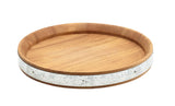 Genware WSBB24 Acacia Wood Zinc Banded Serving Board 24cm