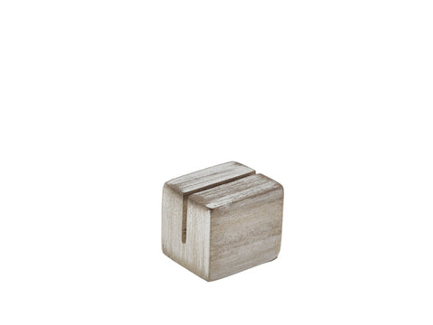 Genware WSH3W White Wash Acacia Wood Sign Holder 3 x 2.5 x 2.5cm