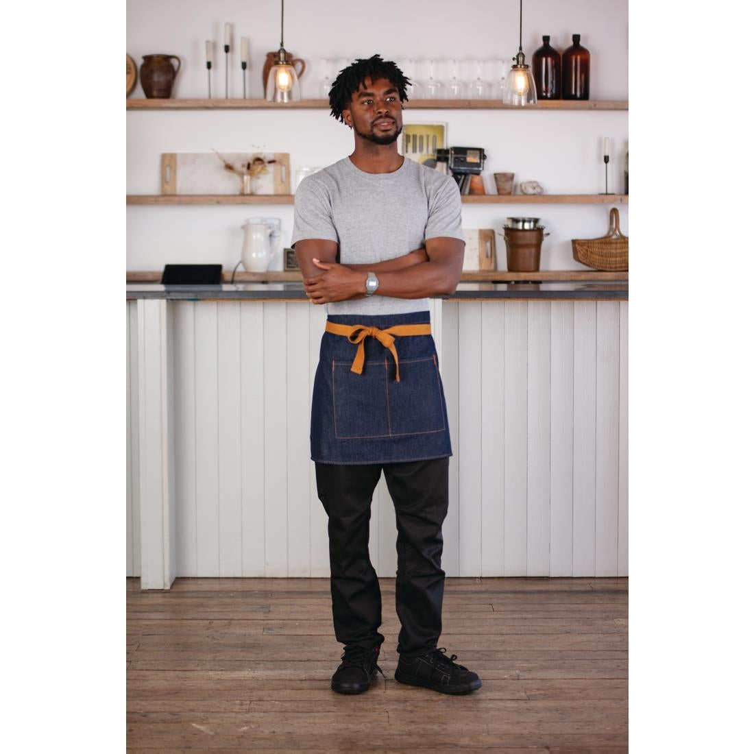Southside Waist Apron Denim Blue Tan Ties product image