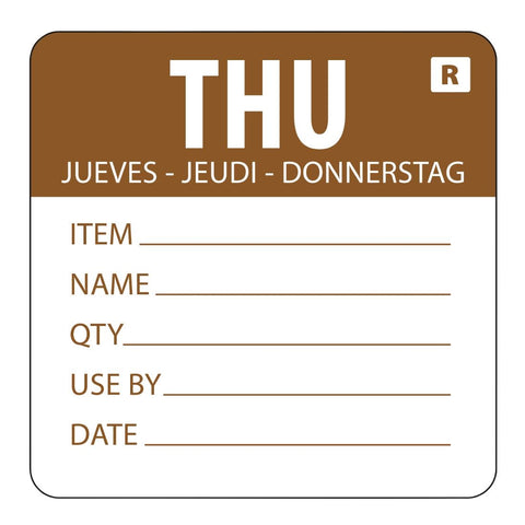Hygiplas Removable Day of the Week Label Thursday (Pack of 500)