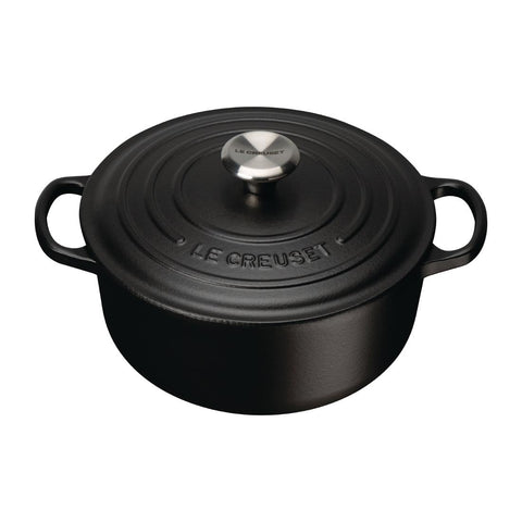 Le Creuset Cast Iron Round Casserole Dish 20cm 2.4Ltr Satin Black