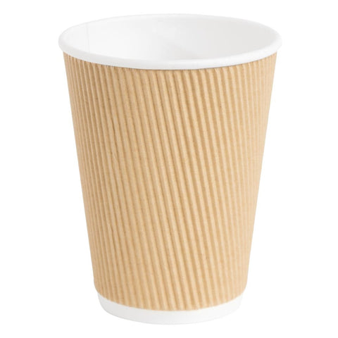 Fiesta Recyclable Coffee Cups Ripple Wall Kraft 340ml / 12oz (Pack of 500)