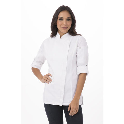 Chef Works Urban Womens Hartford Lightweight L/S Zipper Coat White Size XS