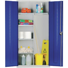 Janitorial Cupboard Grey Body Blue Doors | Elite Lockers