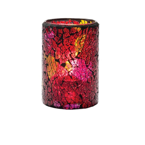 Hollowick Crackle Red & Gold Crackle Glass Cylinder Lamp 80mm x 144mm (Pack of 12)