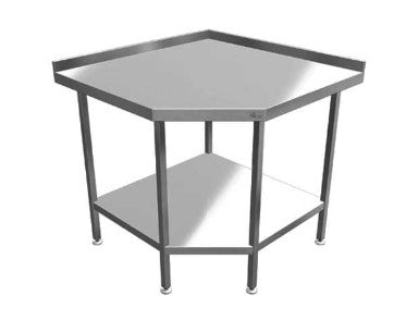 Quick Service 1000mm Wide x 600mm Deep Stainless Steel Angled Corner Wall Bench