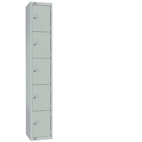 Elite Five Door Electronic Combination Locker with Sloping Top Grey