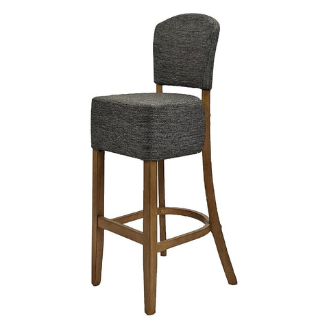 Hanoi Bar Chair in Weathered Oak with Shetland Smoke Seatpad (Pack of 2)