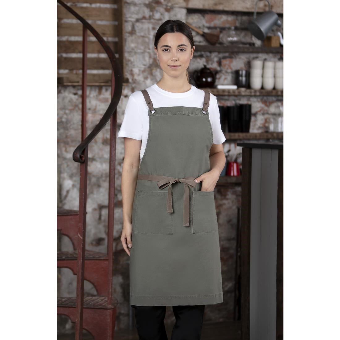 Southside Cotton Canvas Bib Apron Khaki product image