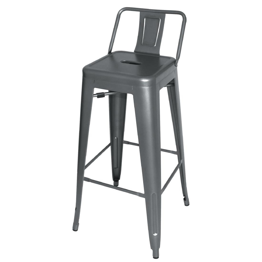 Bolero Bistro High Stool With Backrest Gun product image