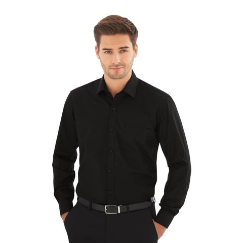 Brook Taverner Mens Long Sleeve Black Rapino Shirt - Collar 17.5"