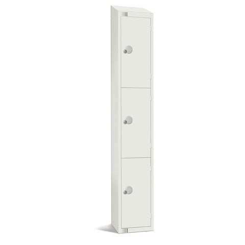 Elite Three Door Padlock Locker with Sloping Top White