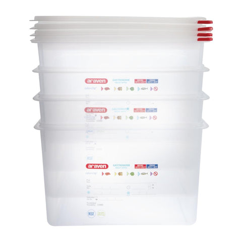 Araven Polypropylene 1/1 Gastronorm Food Storage Box 28Ltr (Pack of 4)
