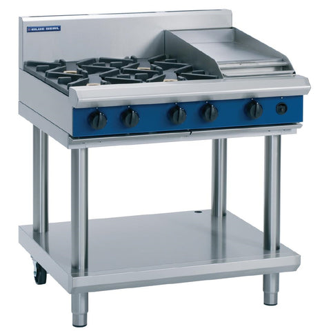 Blue Seal Evolution Cooktop 4 Open/1 Griddle Burner LPG on Stand 900mm G516C-LS/L