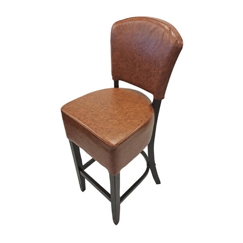 Hanoi Bar Chair in Dark Walnut with Bison Tan Vinyl (Pack of 2)