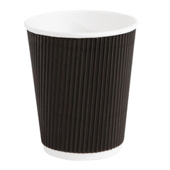 Fiesta Recyclable Ripple Wall Coffee Cups Black 225ml 8oz (Pack of 25)