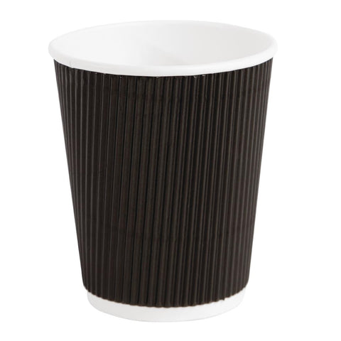 Fiesta Recyclable Coffee Cups Ripple Wall Black 225ml / 8oz (Pack of 500)