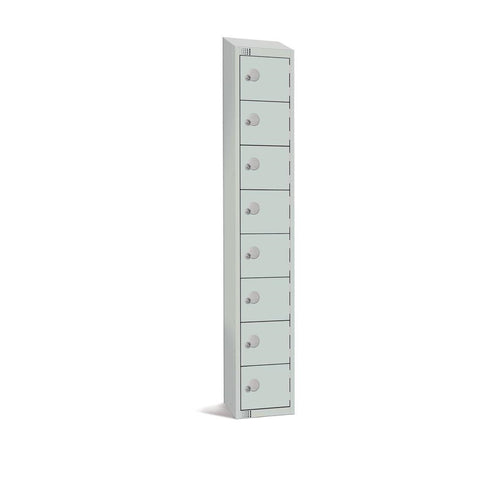 Eight Door Padlock Locker with Sloping Top Grey