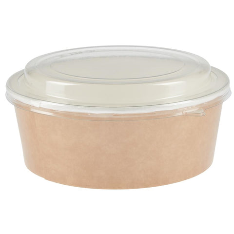 Colpac Recyclable Kraft Salad Pots With Lid Large 1300ml / 45oz (Pack of 150)