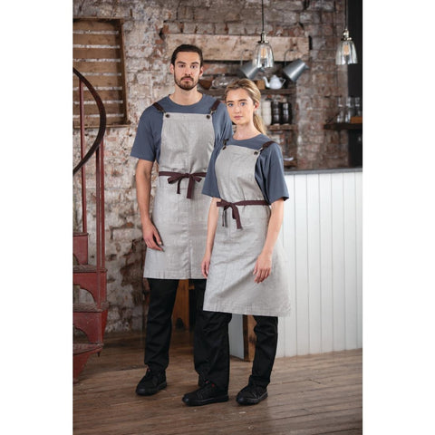 Southside Linen Blend Bib Apron Grey