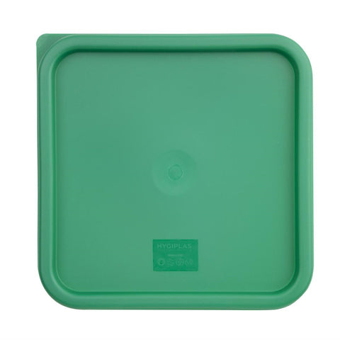 Hygiplas Polycarbonate Square Food Storage Container Lid Green Large