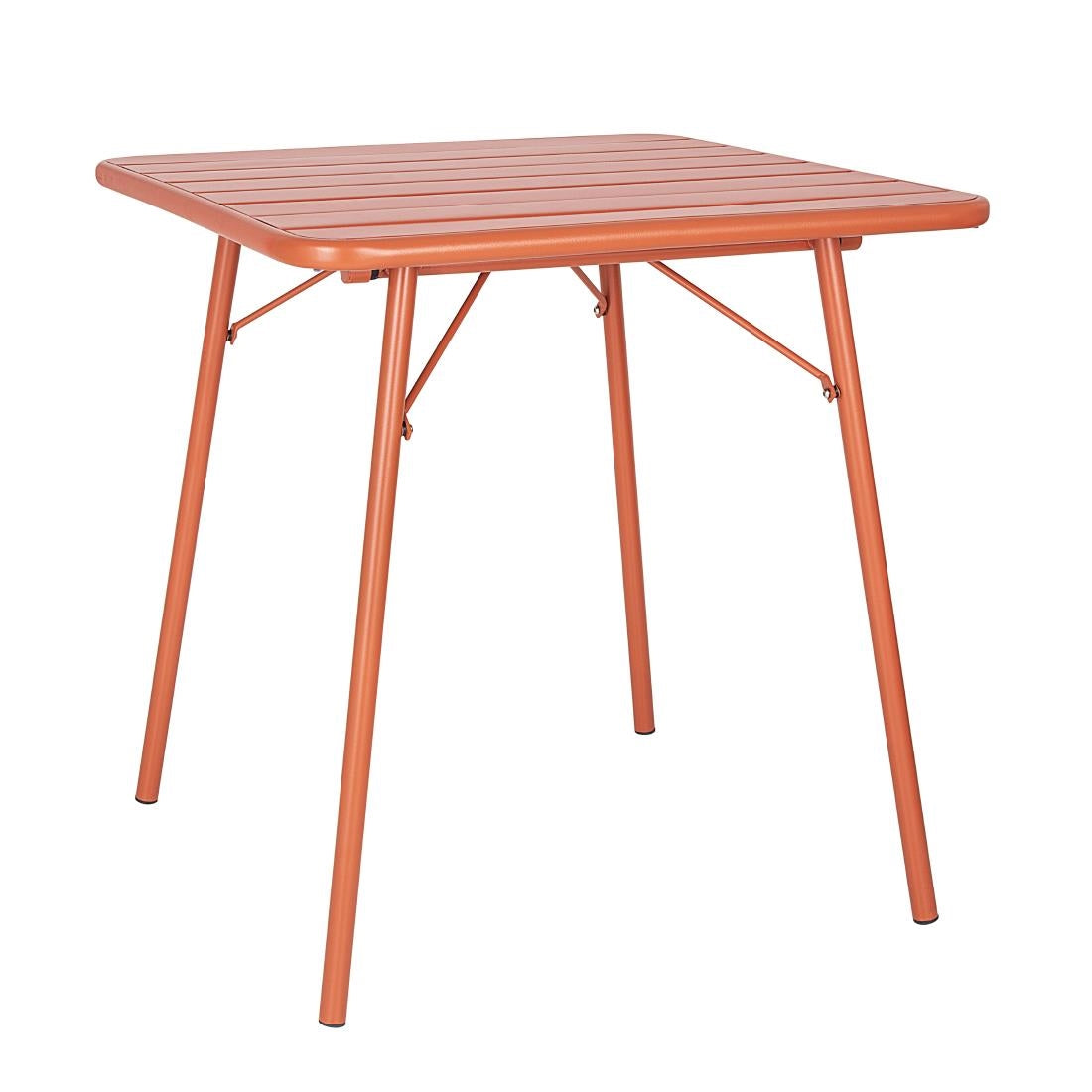 Bolero Terracotta Square Slatted Steel Table product image