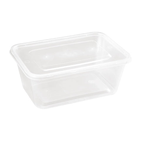 Fiesta Recyclable Plastic Microwavable Containers with Lid Large 1000ml (Pack of 250)