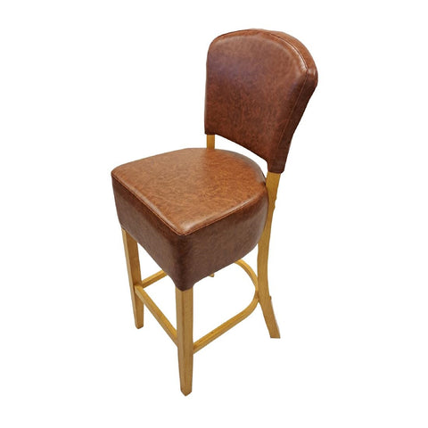 Hanoi Bar Chair in Soft Oak with Bison Tan Vinyl (Pack of 2)
