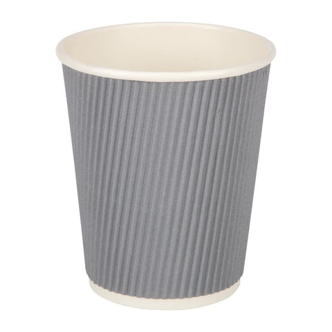 Fiesta Recyclable Coffee Cups Ripple Wall Charcoal 225ml / 8oz (Pack of 500)