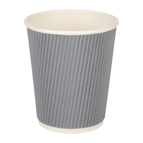 Fiesta Recyclable Coffee Cups Ripple Wall Charcoal 225ml / 8oz (Pack of 25)