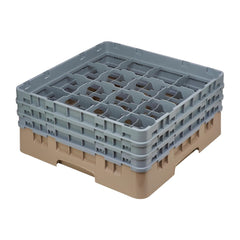 Cambro Camrack 16-Compartment Glass Rack Beige 174mm Max Height