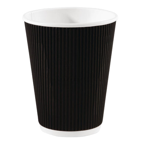 Fiesta Recyclable Coffee Cups Ripple Wall Black 340ml / 12oz (Pack of 25)