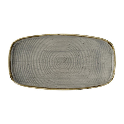 Churchill Stonecast Peppercorn Grey Chefs' Walled Oblong Plate 350mm (Pack of 6)