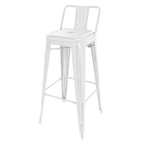 Bolero Bistro Steel High Stool With Backrest White (Pack of 4)
