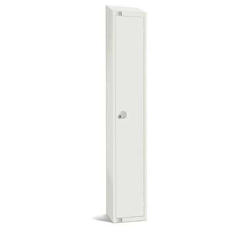 Elite Single Door Padlock Locker with Sloping Top White