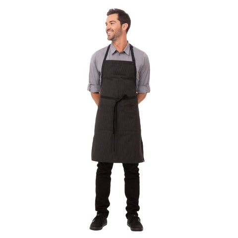 Chef Works Bib Apron Pinstripe