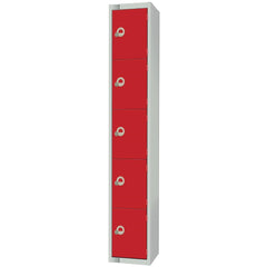 Elite Five Door Camlock Locker — Red Powder Coated Steel