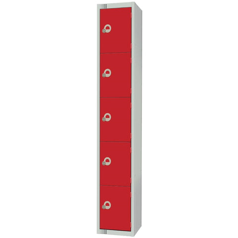 Elite Five Door Padlock Locker Red