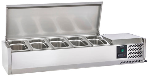 Sterling Pro Cobus SPT1200-330-SS Topping Well, Stainless Steel Lid - 5 x 1/4GN