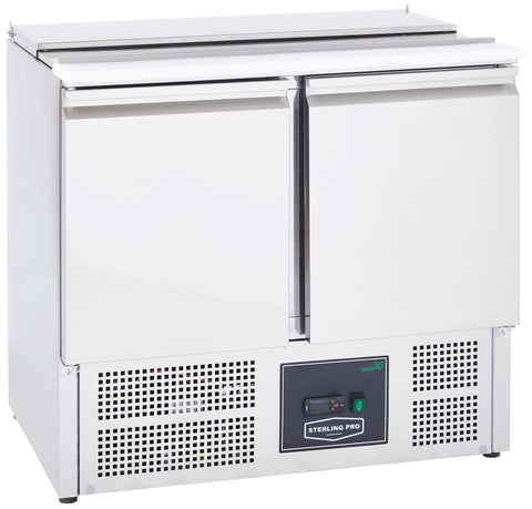 Sterling Pro Cobus SPU200SL 240 Ltr 2 Door Saladette Hinged Lid & Chop Board - 7 Pan
